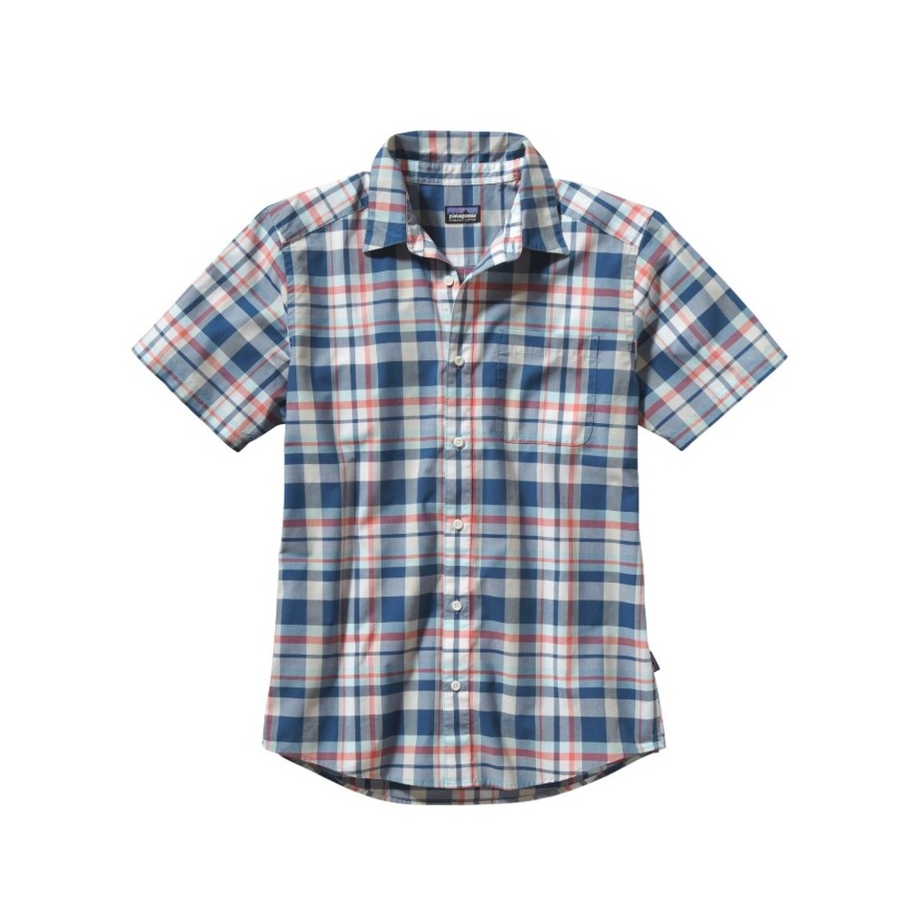 Patagonia Go-To Button Up Shirt Mens Large Blue Pink Plaid Outdoor Hiking Summer